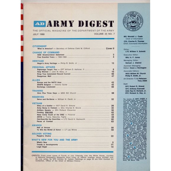 VINTAGE 53-YEAR-OLD VIETNAM-ERA ARMY DIGEST, JULY 1968 Samantha Jones Pinup! - Picture 2 of 4
